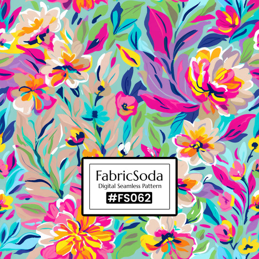 FS062 Beige Wildflower Printed Fabric