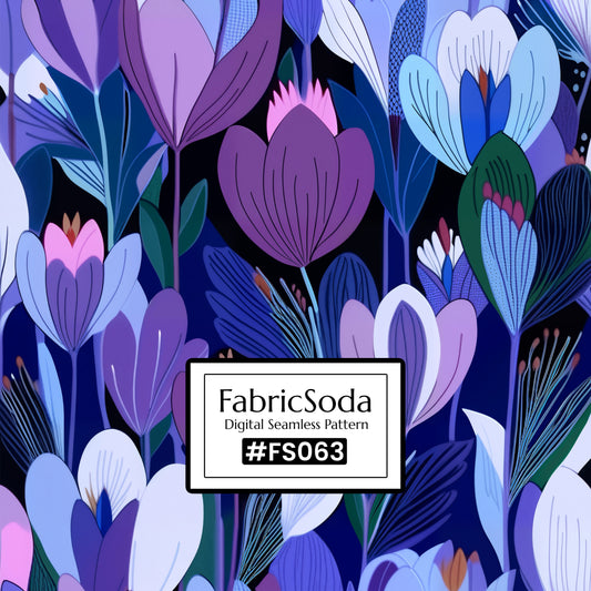 FS063 Purple Floral Printed Fabric