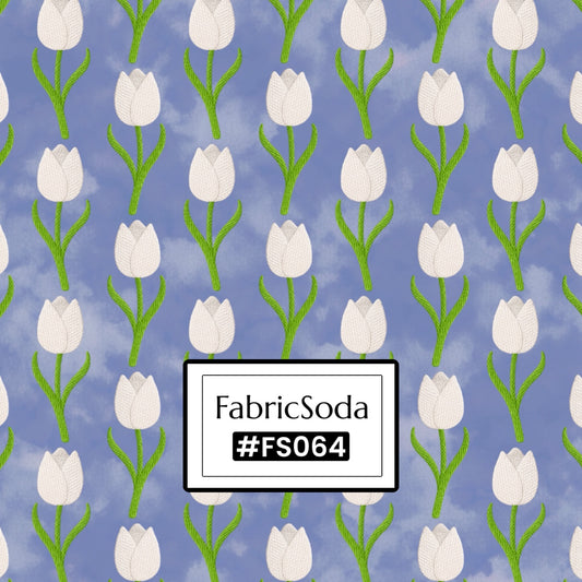 FS064 Tulips In Purple Cotton Printed Fabric