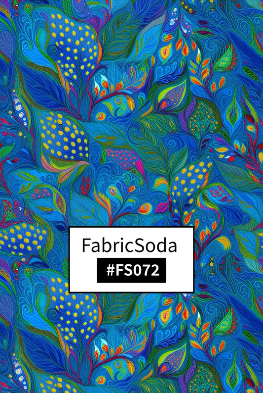 FS072 Blue Abstract Floral Printed Fabric
