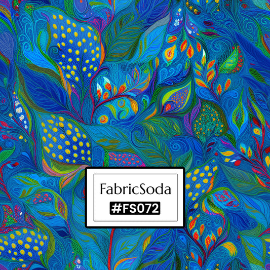 FS072 Blue Abstract Floral Printed Fabric