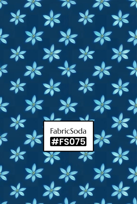 FS075 Blue Floral Printed Fabric