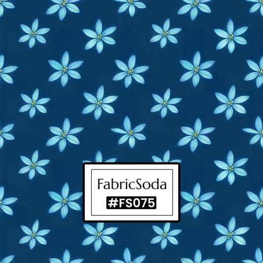 FS075 Blue Floral Printed Fabric