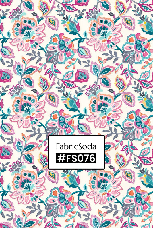 FS076 Pink Floral Printed Fabric