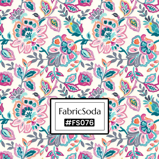 FS076 Pink Floral Printed Fabric