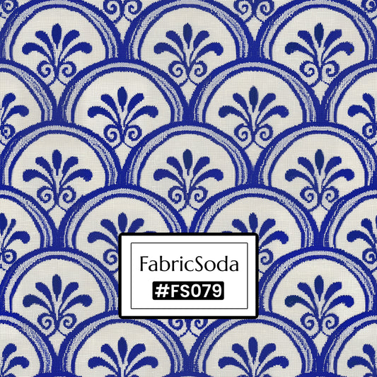 FS079 Blue Floral Japanese Wave Printed Fabric
