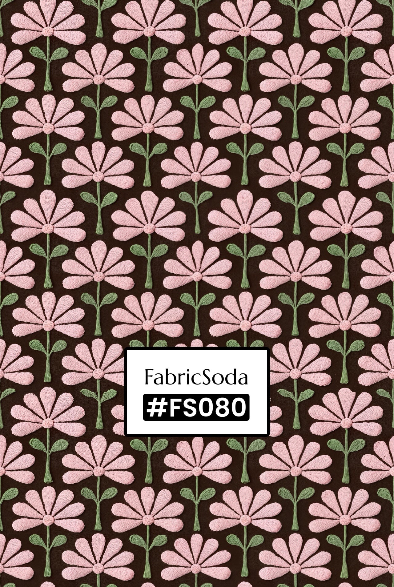 FS080 Pink Flower Embroidery Effect Seamless Pattern