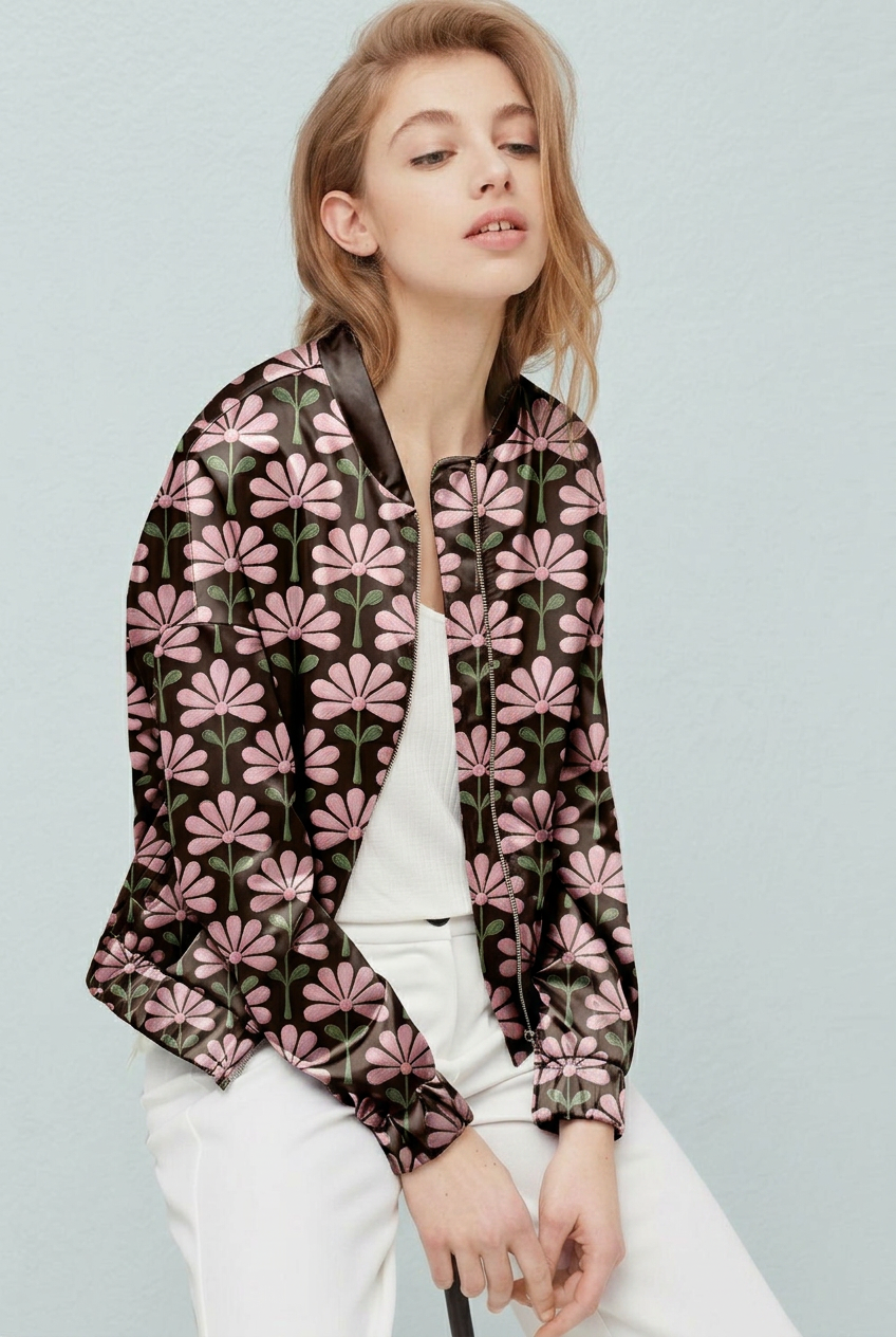 FS080 Pink Flower Embroidery Effect Seamless Pattern