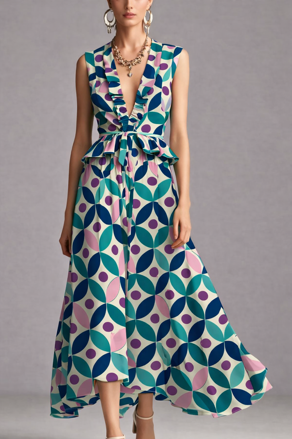 FS081 Pink and Green Geometric Seamless Pattern JPG
