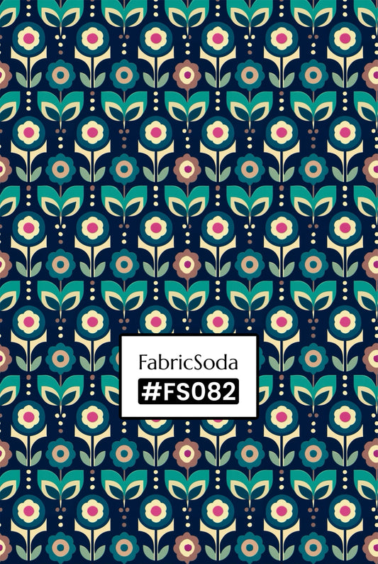 FS082 Teal Geometric Printed Fabric