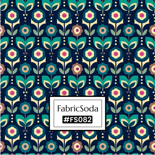 FS082 Teal Geometric Printed Fabric