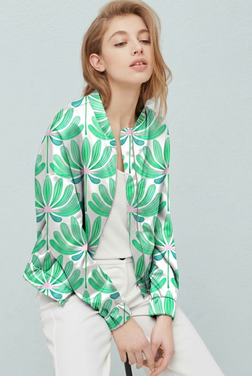 FS085 Light Green Floral Printed Fabric