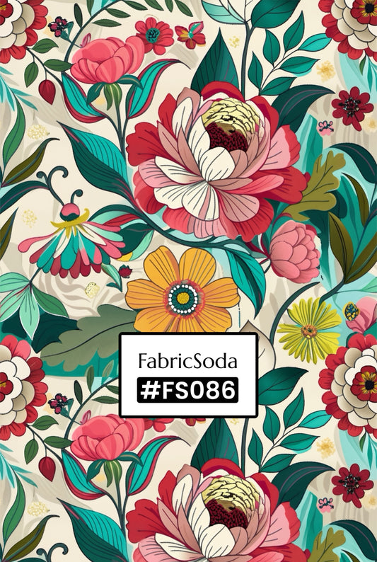 FS086 Colourful Vintage Flower Fabric