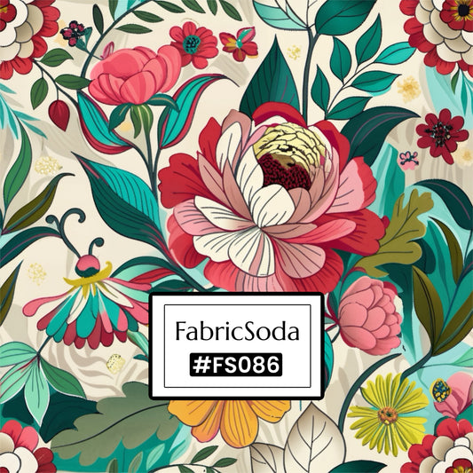 FS086 Multicolour Flower Printed Fabric