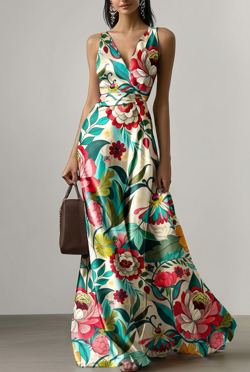 FS086 Colourful Flower Printed Fabric for dress 