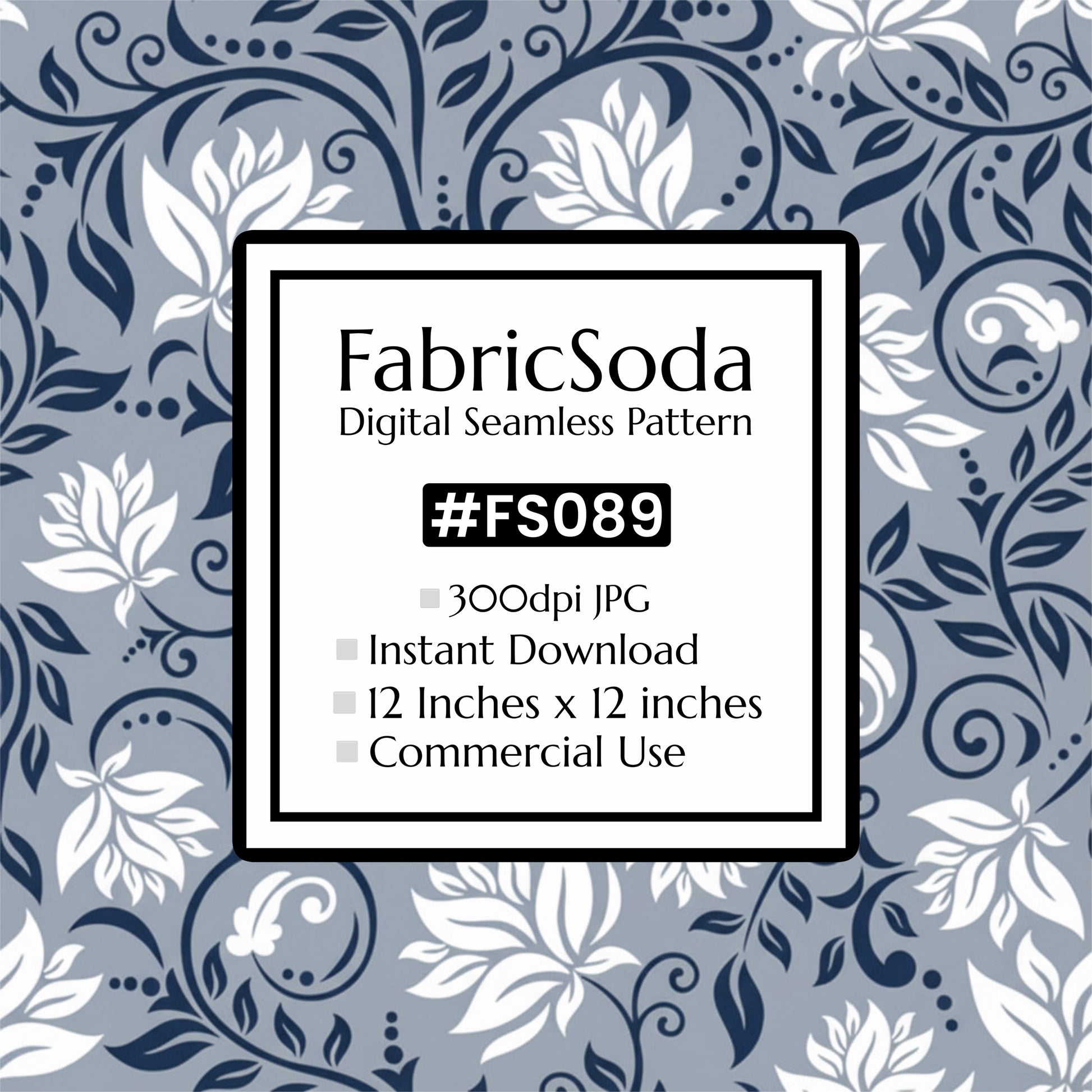 FabricSoda digital seamless pattern with floral design on a blue background