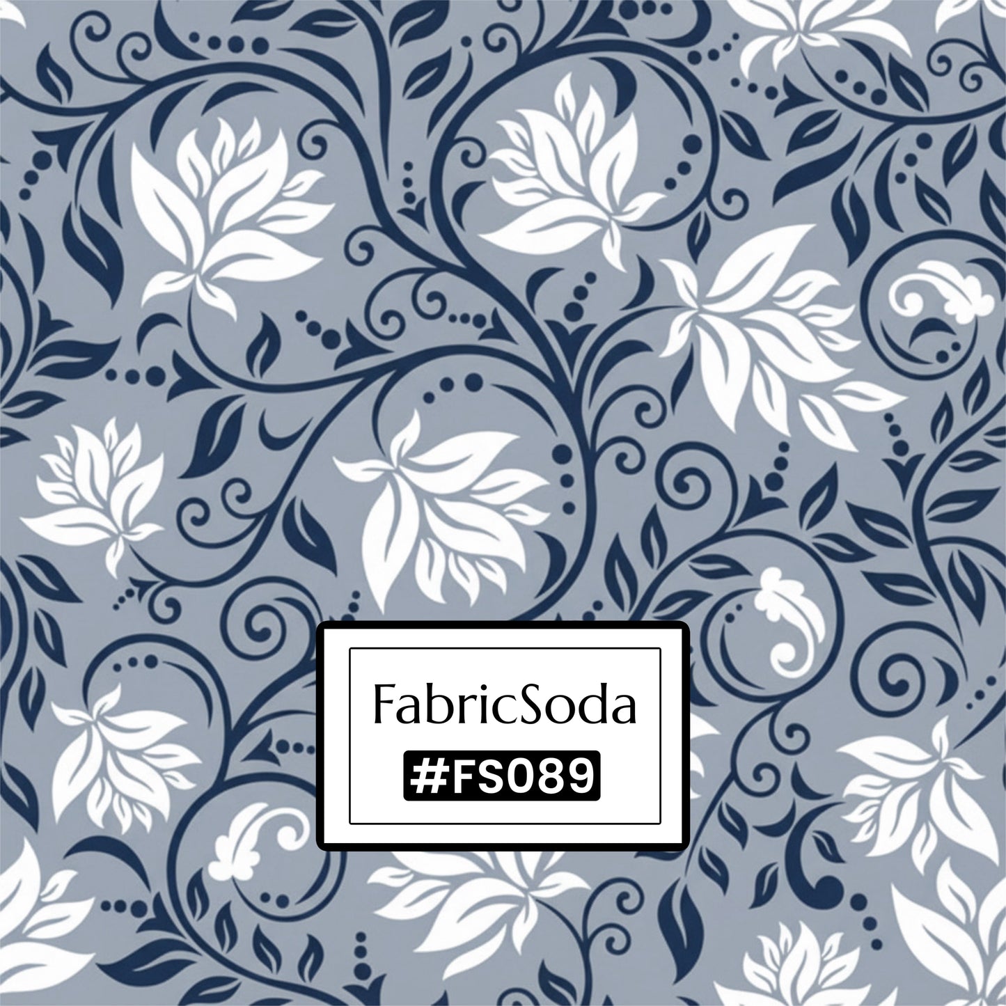 FS089 Greyish Blue Floral Seamless Pattern PNG
