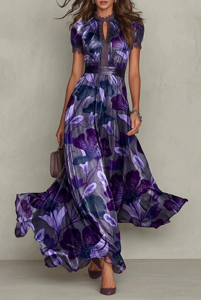FS089 Violet Garden Printed Fabric for dress 