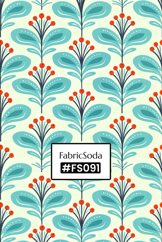 FS091 Fancy Blue Floral Printed Fabric