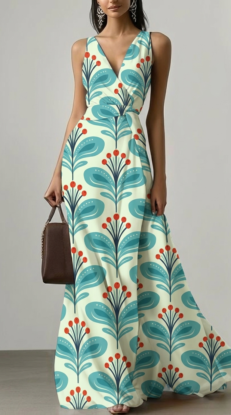 FS091 Fancy Green Floral Fabric for dress 