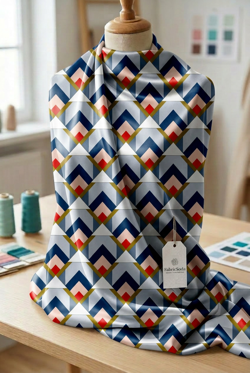 FS092 Blue Arrow Geometric Fabric