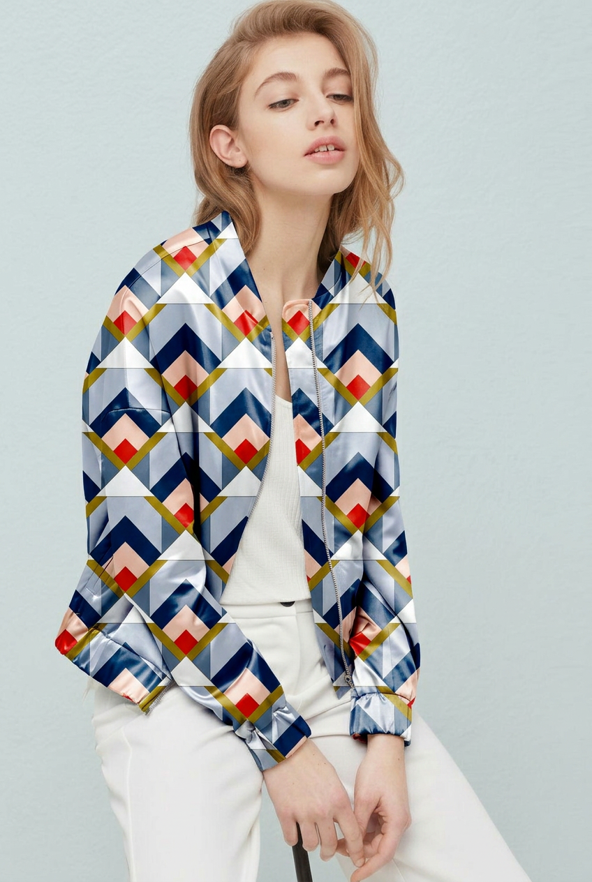 FS092 Blue Arrow Geometric Fabric