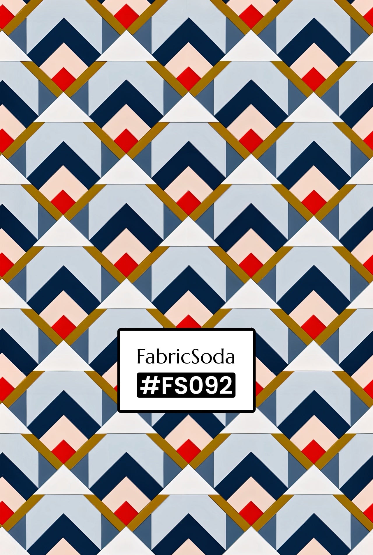 FS092 Blue Geometric Arrow Tile Printed Fabric