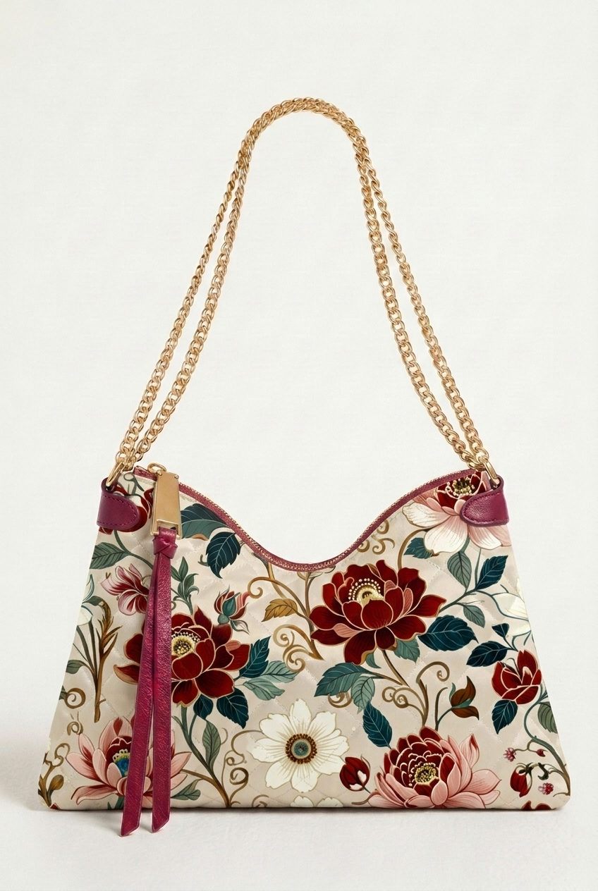 FS093 Peonies on Beige Floral Fabric 