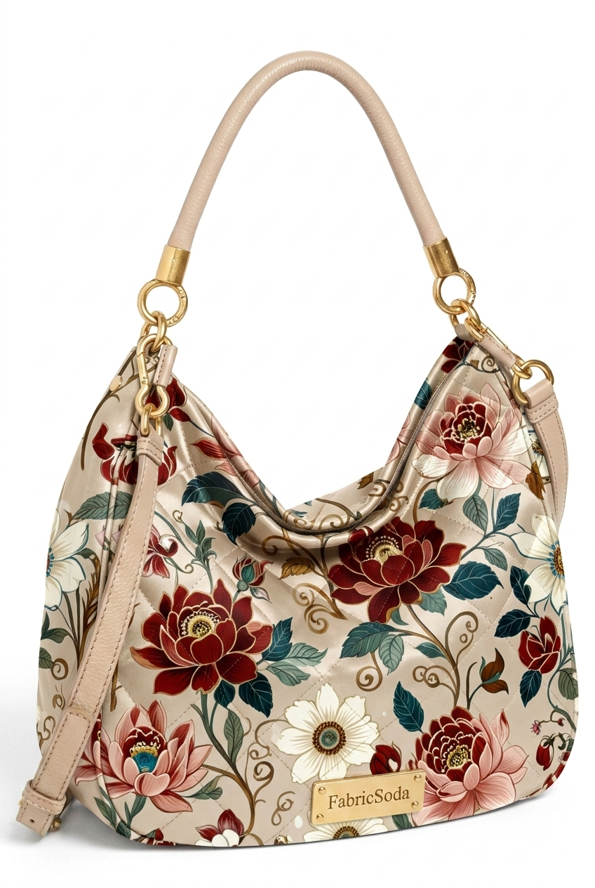 FS093 Peonies on Beige Floral Fabric