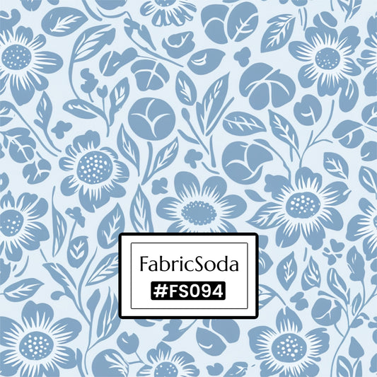 FS094 Light Blue Floral Printed Fabric