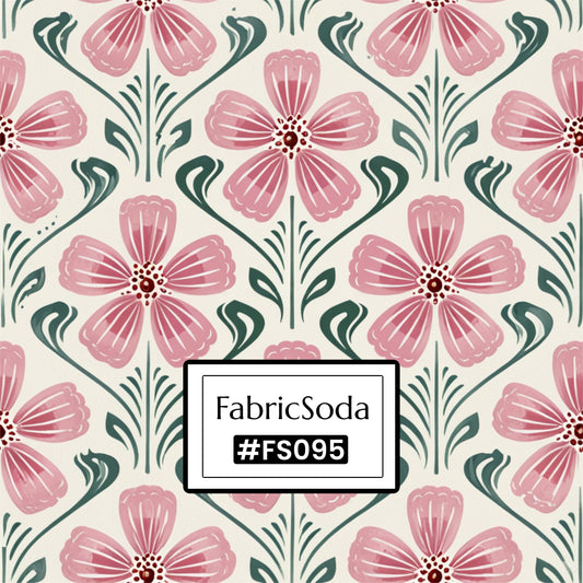 FS095 Pink Flower Printed Fabric