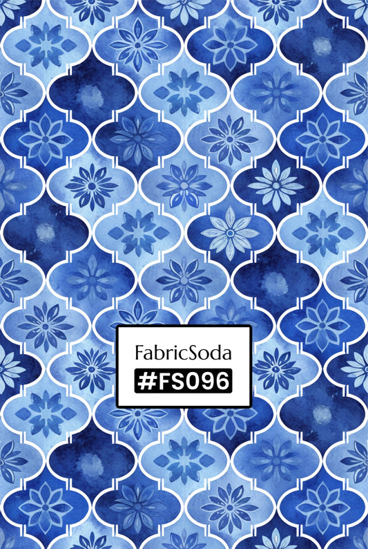 FS096 Blue Watercolour Floral Fabric