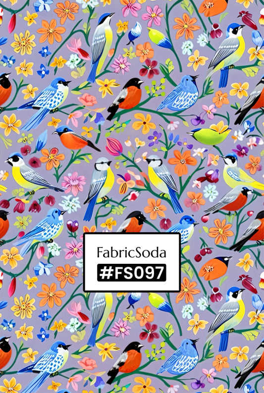 FS097 Vibrant Birds Floral Fabric