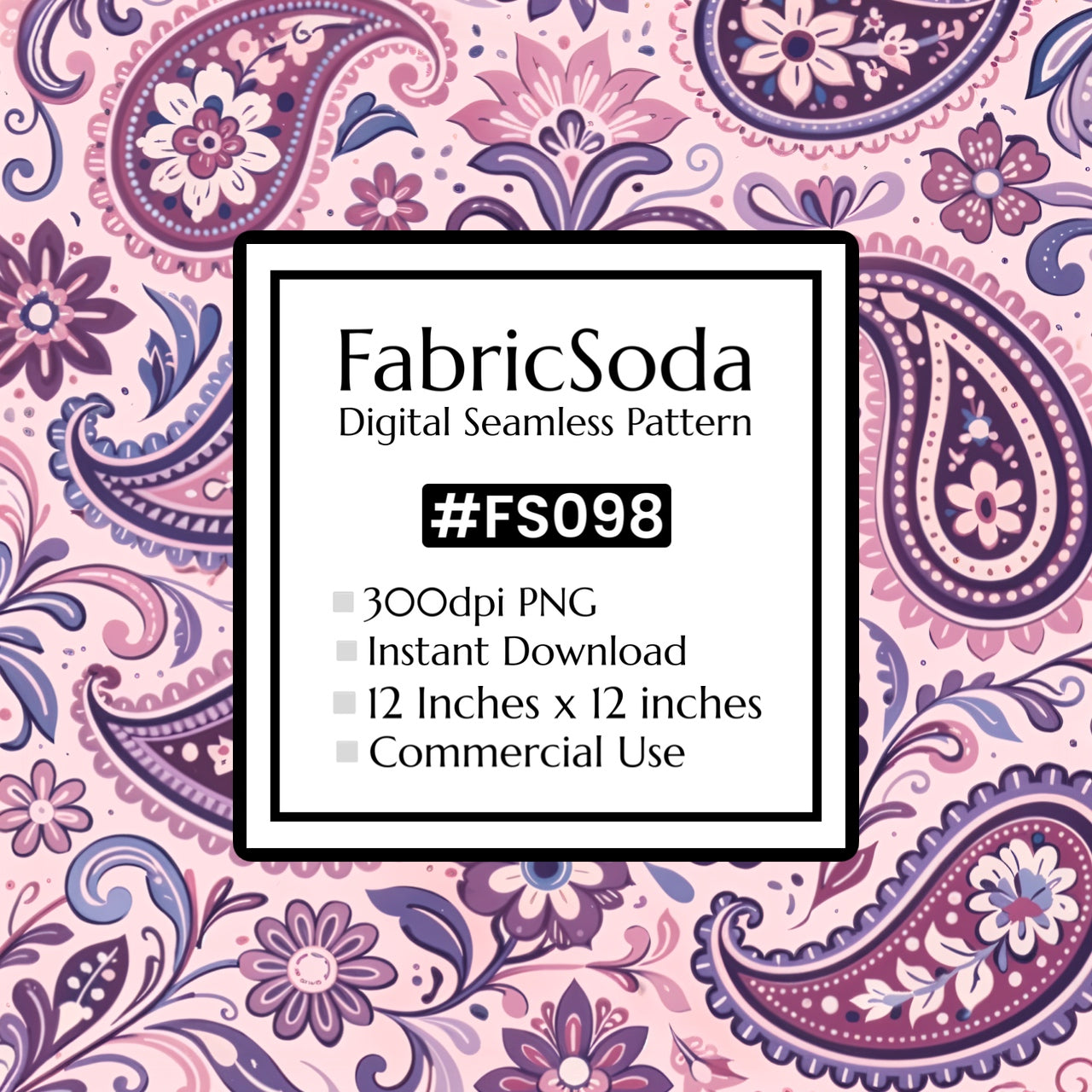 FabricSoda digital seamless pattern with floral design on a pink and purple background