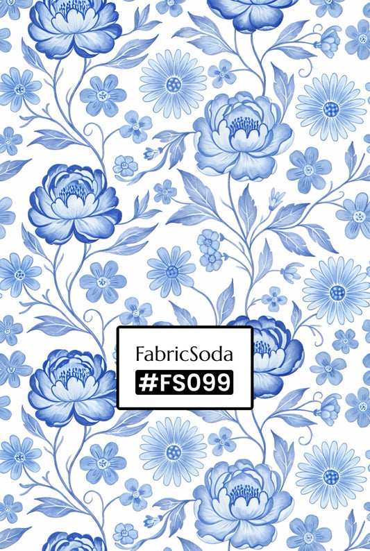 FS099 Blue Floral Printed Fabric