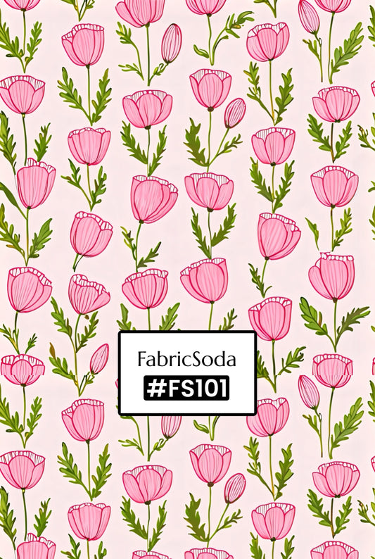 FS101 Pink Flower Printed Fabric