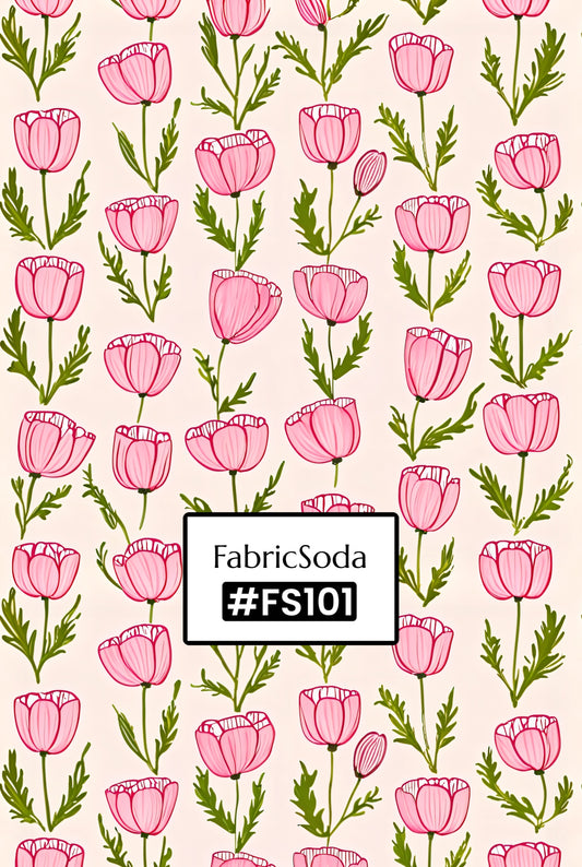 FS101 Pink Flower Printed Fabric