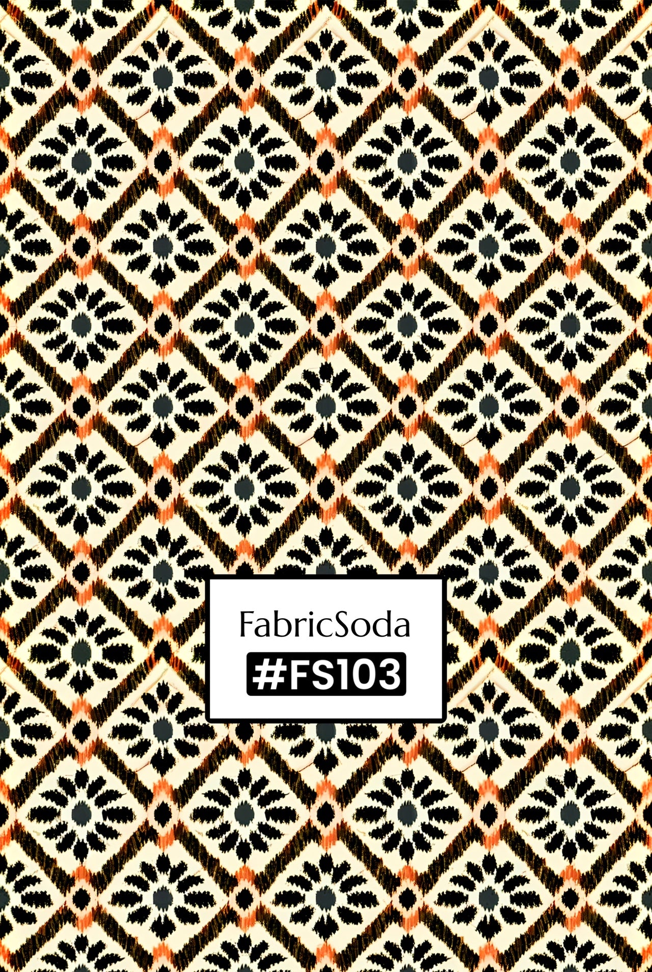 FS103 Brown Ikat Geometric Fabric