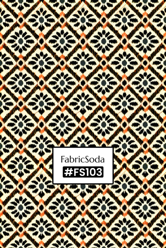 FS103 Ikat Bloom Geometric Printed Fabric