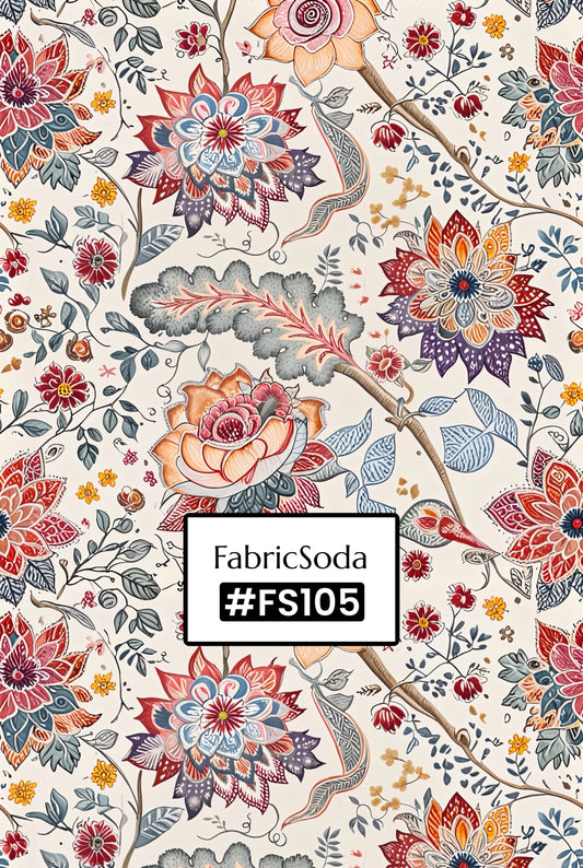 FS105 Exquisite Vintage Floral Printed Fabric