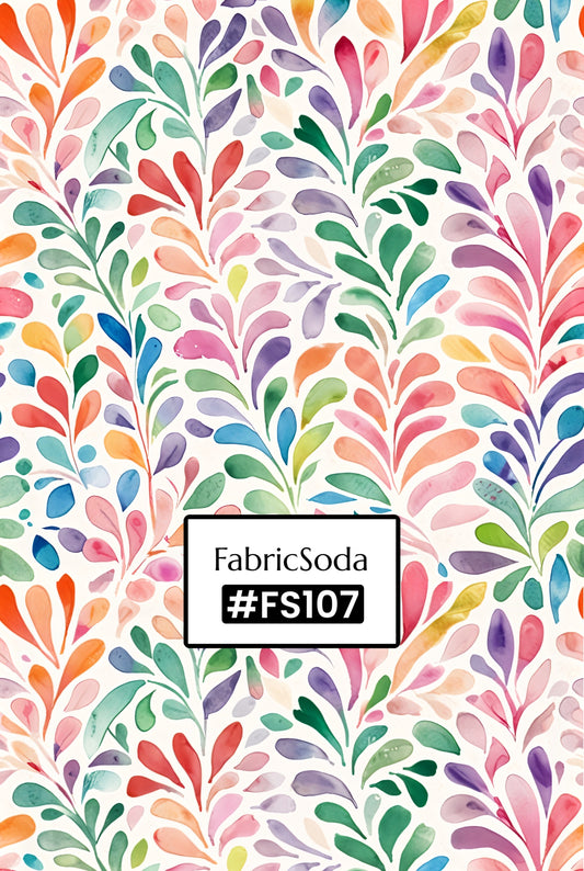 FS107 Watercolour Teardrop Floral Printed Fabric
