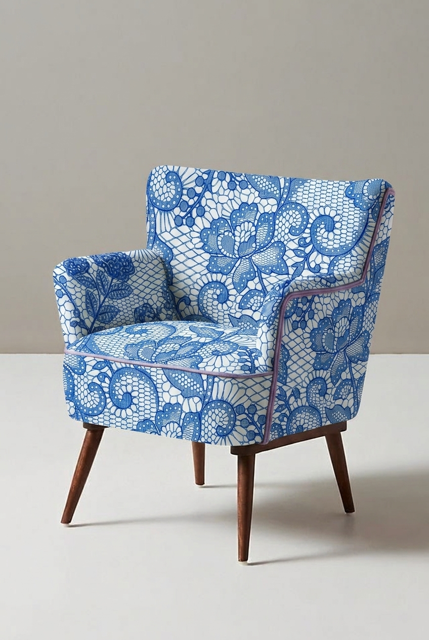 FS109 Blue Floral Lace Seamless Pattern