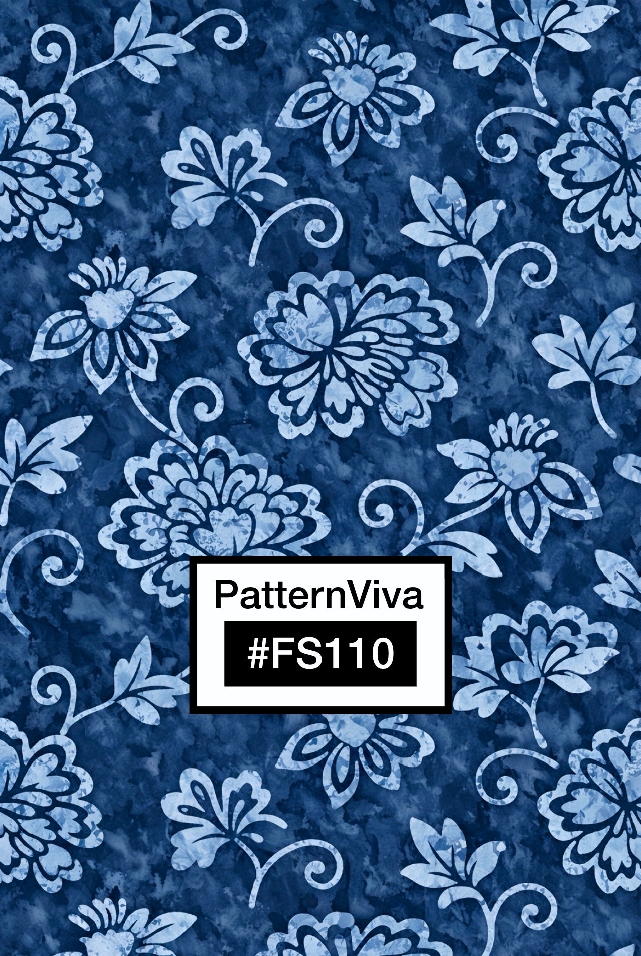 FS110 Indigo Blue Floral Seamless Pattern