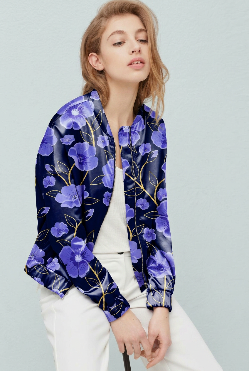 FS111 Purple Floral Printed Fabric