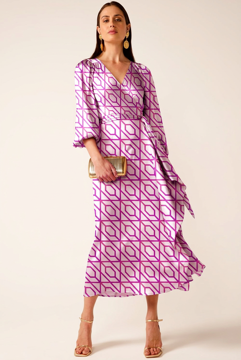 FS112 Pink Geometric Printed Fabric