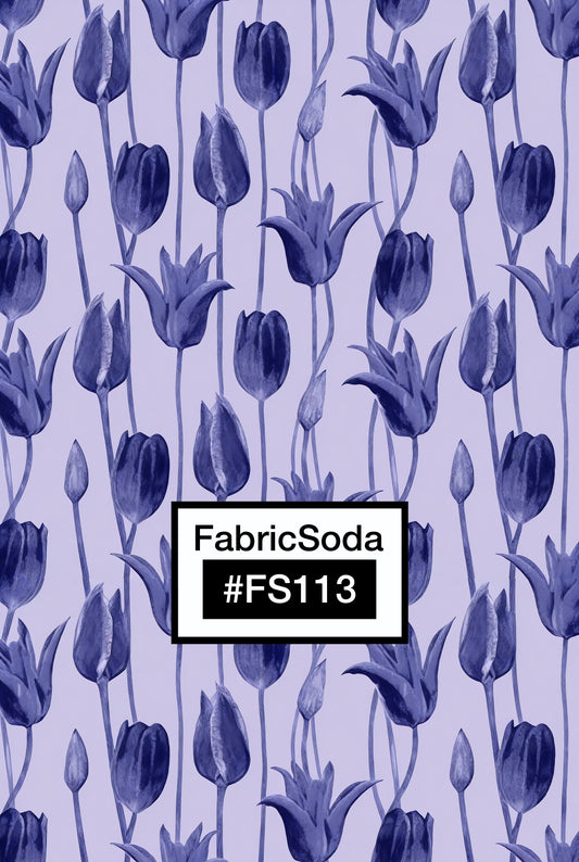 FS113 Purple Tulips Printed Fabric