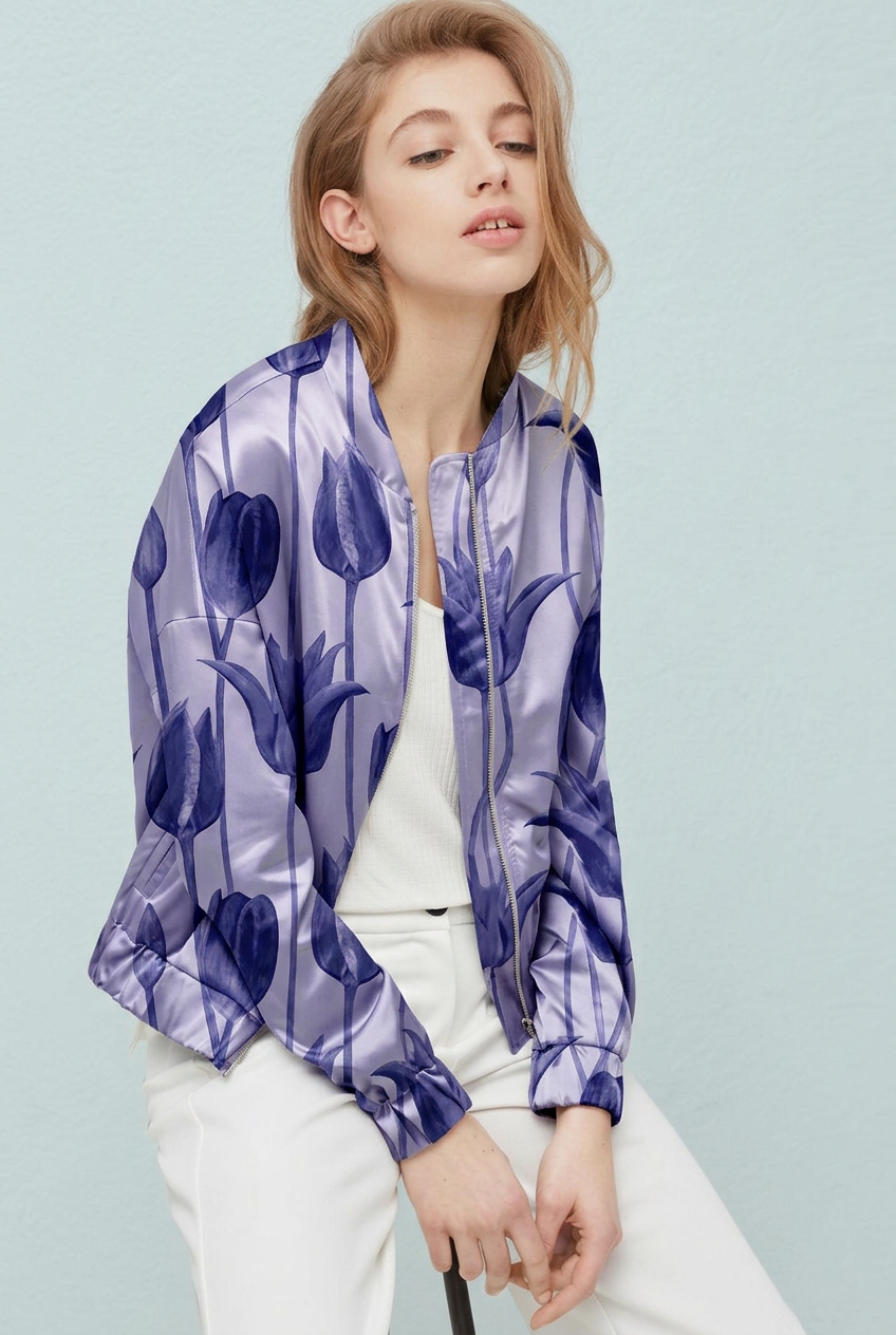 FS113 Purple Tulips Printed Fabric
