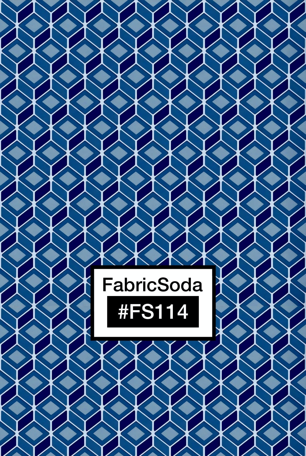 FS114 Blue Cube Geometric Fabric
