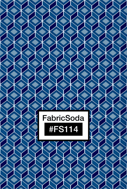 FS114 Blue Cube Geometric Fabric