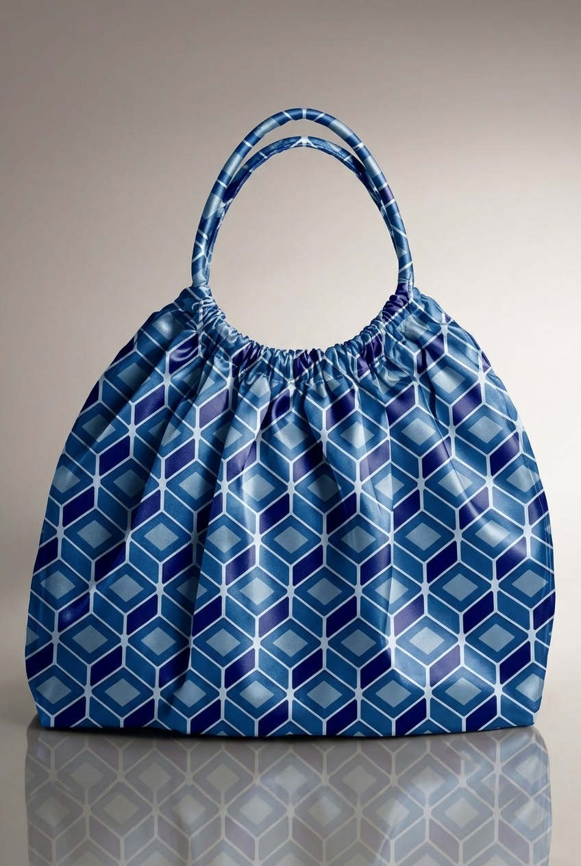 FS114 Blue Cube Geometric Fabric For bag